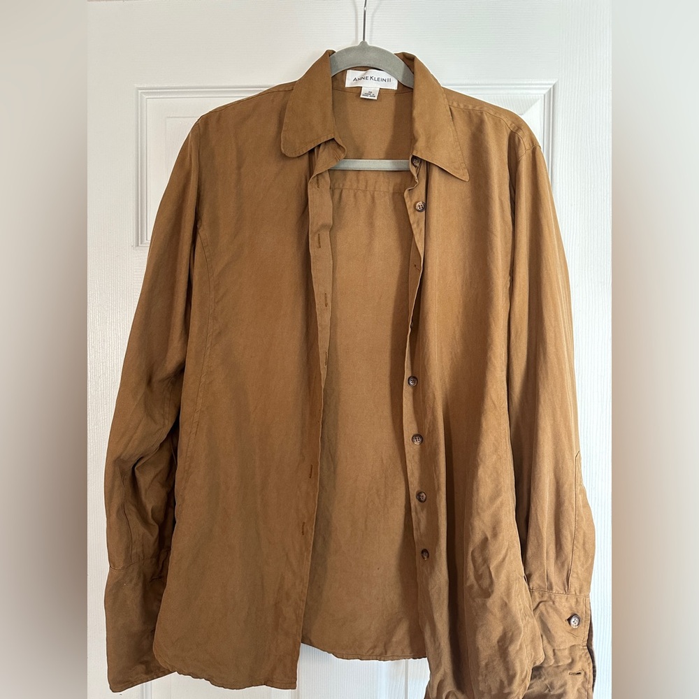 Anne Klein Silk Button Down Oversized Blouse | Size: 10